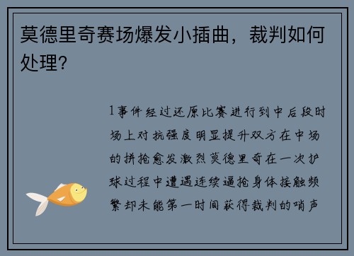莫德里奇赛场爆发小插曲，裁判如何处理？